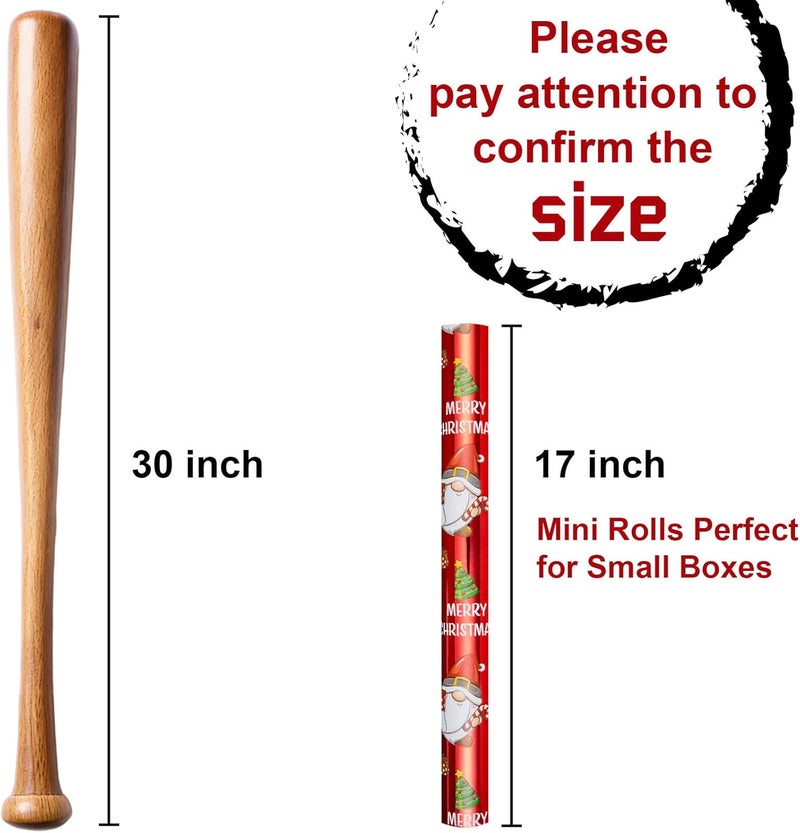 Retrify Christmas Wrapping Paper - 17 Inch x 32.8 Feet Mini Roll - Cute Gnome Snowflake Metallic Red Gift Wrap Paper for Holiday Shower Party Celebration - Image 5